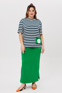 Футболка, юбка Michel chic 1405 зеленый,полоска - фото 1
