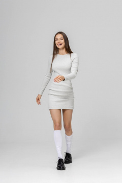 Платье Twok 440802 серый меланж - фото 2