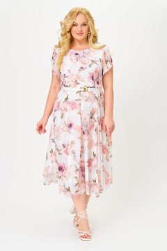 Платье Swallow 846 молочный/принт_розы - фото 2