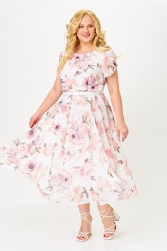 Платье Swallow 846 молочный/принт_розы - фото 1