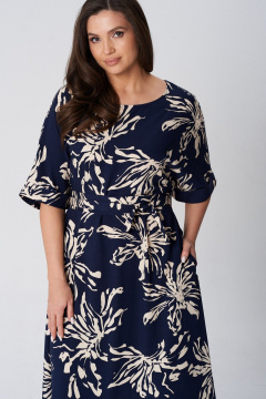 Платье LeNata 16508 синий-в-рисунок - фото 4