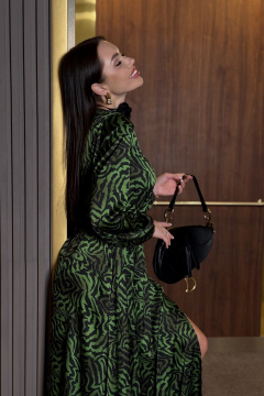 Платье из текстиля с изумрудным оттенком Pavlova 178 изумрудный - фото 3