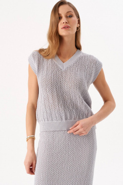 Топ, юбка Romgil РВ0214-ХЛ4 светло-серый - фото 5