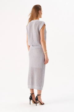 Топ, юбка Romgil РВ0214-ХЛ4 светло-серый - фото 2