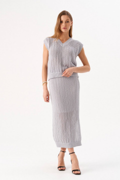 Топ, юбка Romgil РВ0214-ХЛ4 светло-серый - фото 1