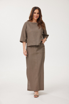 Блуза, юбка Mirolia 1249+1245 ореховый - фото 3