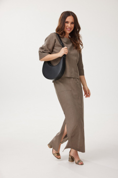 Блуза, юбка Mirolia 1249+1245 ореховый - фото 2