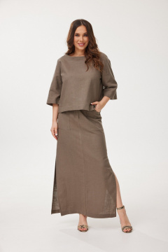 Блуза, юбка Mirolia 1249+1245 ореховый - фото 1