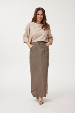 Блуза, юбка Mirolia 1249+1245 бежевый+ореховый - фото 2