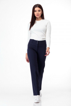 Брюки классические с боковыми карманами и поясом Anelli 323 синий - фото 1