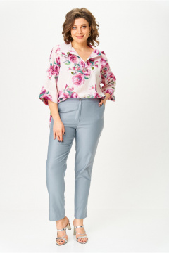 Блуза, брюки Michel chic 1412 цветочный_принт,серый - фото 5