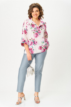 Блуза, брюки Michel chic 1412 цветочный_принт,серый - фото 2