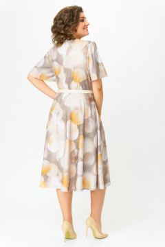 Платье Swallow 837.1 песочно-серый/принт_шары - фото 5