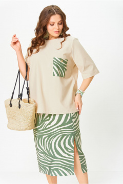 Футболка, юбка OVERYOU М200/1 зеленая_зебра - фото 5