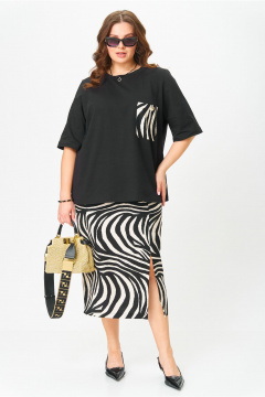 Футболка, юбка OVERYOU М200 черная_зебра - фото 1