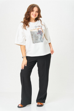 Брюки, футболка OVERYOU М197 молочно-черный - фото 4