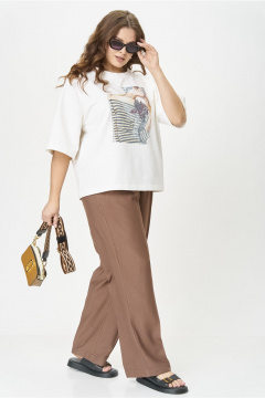 Брюки, футболка OVERYOU М197/1 молочно-мокко - фото 4