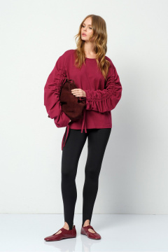 Леггинсы, свитшот PiRS 5878 марсала+черный - фото 3