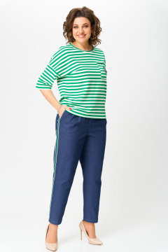 Блуза Andina city 3011-25 зеленый-белый - фото 2