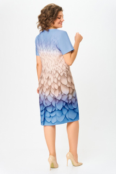 Платье Swallow 847.3 голубой/бежево-песочный_принт - фото 3