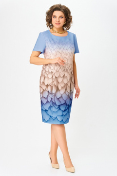 Платье Swallow 847.3 голубой/бежево-песочный_принт - фото 1