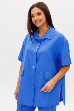 Леняное платье с поясом и карманами, спущенное плечо Fantazia Mod 4815 - фото 5