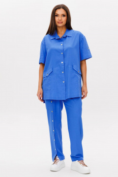 Леняное платье с поясом и карманами, спущенное плечо Fantazia Mod 4815 - фото 1