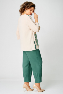 Блуза, брюки Мишель стиль 1263 бежево-зеленый - фото 2