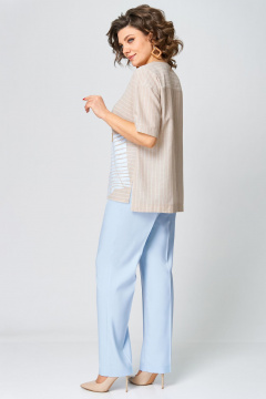 Блуза, брюки Мишель стиль 1266 бежево-голубой - фото 2