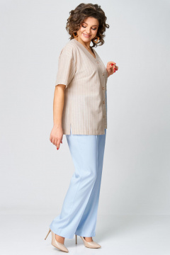 Блуза, брюки Мишель стиль 1266 бежево-голубой - фото 4