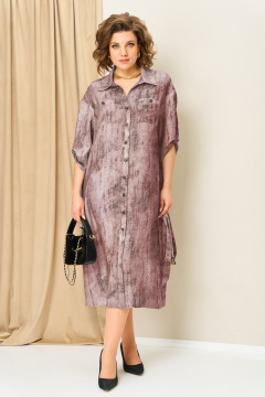 Платье VOLNA 1408 серо-персиковый - фото 4