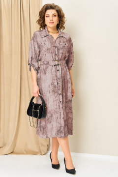 Платье VOLNA 1408 серо-персиковый - фото 1