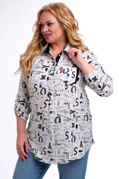Блуза Таир-Гранд 62443 белый-газета - фото 5