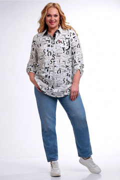 Блуза Таир-Гранд 62443 белый-газета - фото 1