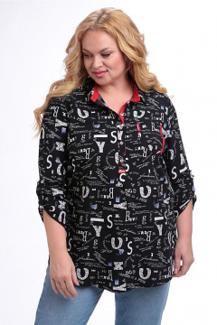 Блуза Таир-Гранд 62443 черный-газета - фото 1