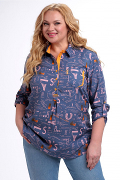 Блуза Таир-Гранд 62443 джинс-газета - фото 5