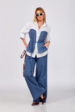 Брюки, жакет DOGGI 2992 белый+синий - фото 2