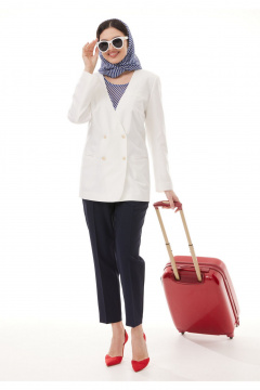 Блуза, брюки, жакет Твой имидж 2116 сине-белый - фото 1