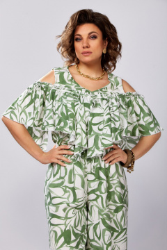 Блуза, брюки Lady Secret 2996 белый+зеленый - фото 5