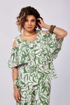 Блуза, брюки Lady Secret 2996 белый+зеленый - фото 4