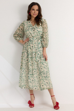Платье Магия моды 2573 зеленый+ молочный - фото 1