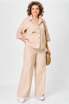 Брюки, жакет Aira Style 24224 бежевый - фото 3