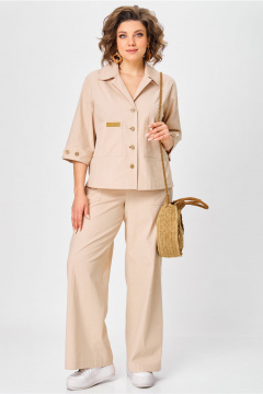 Брюки, жакет Aira Style 24224 бежевый - фото 1