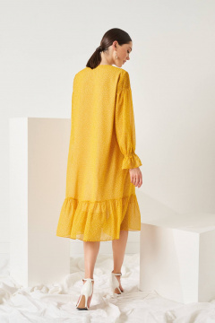 Платье Nelva 51486 горчично-желтый принт - фото 3