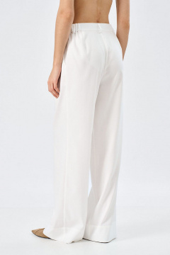Молочные брюки-палаццо из льна со шлевками Art Ribbon M1014B - фото 4