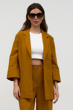 Классический костюм из льна в коричневом стиле на каждый день Art Ribbon M3813_2 - фото 2