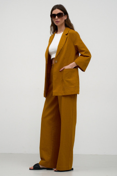 Классический костюм из льна в коричневом стиле на каждый день Art Ribbon M3813_2 - фото 1