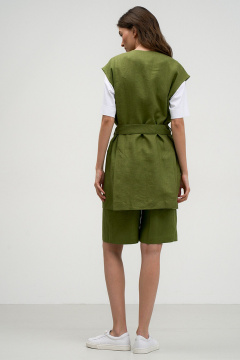 Льняной жилет прямого силуэта с прорезным карманом Art Ribbon M3816J - фото 4