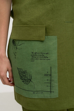 Льняной жилет прямого силуэта с прорезным карманом Art Ribbon M3816J - фото 3