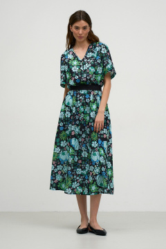 Платье с цветочным принтом А-силуэта с эластичной талией Art Ribbon M3884P - фото 1